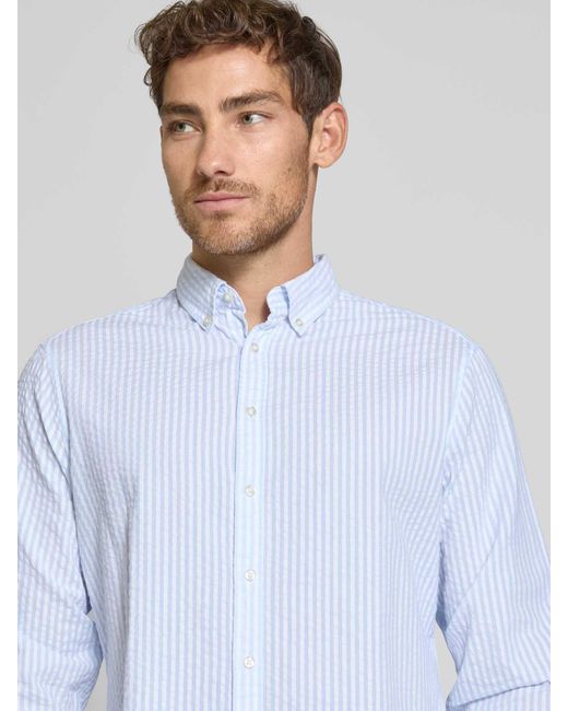 Christian Berg Men Regular Fit Vrijetijdsoverhemd Met Button-downkraag in het Blue voor heren
