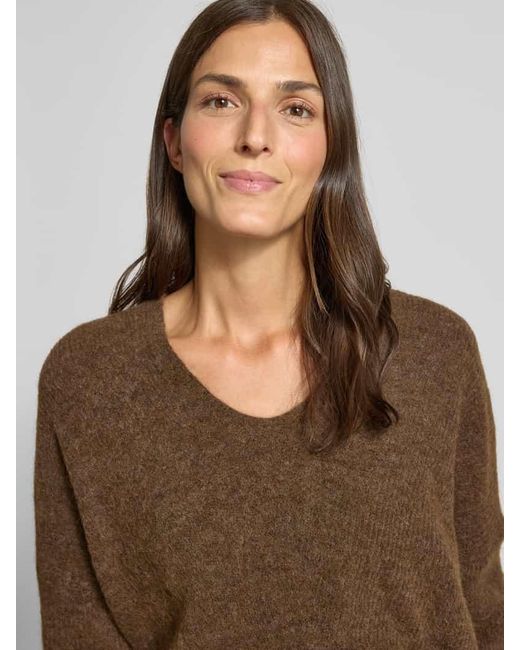 Mos Mosh Brown Oversized Strickpullover mit gerippten Abschlüssen Modell 'THORA'
