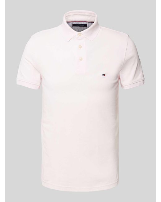 Tommy Hilfiger Slim Fit Poloshirt Met Logostitching, Model '1985' in het Natural voor heren