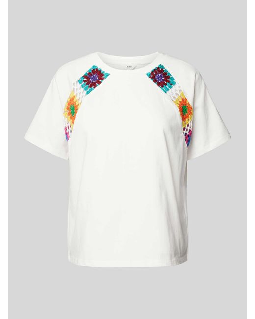 Object T-shirt Met Ajourpatroon in het White
