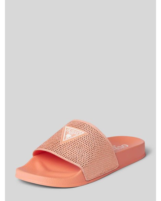 Guess Slippers Met Pailletten in het Pink