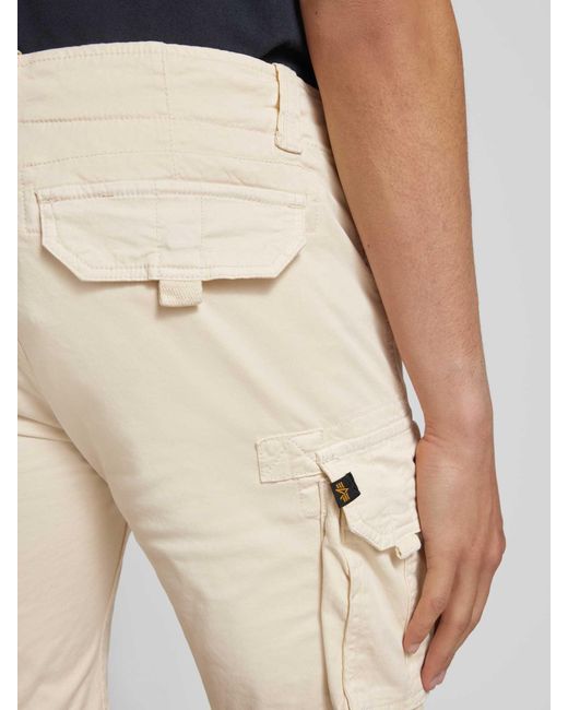 Alpha Industries Regular Fit Korte Cargobroek Met Labelstitching, Model 'Crew Short' in het Natural voor heren