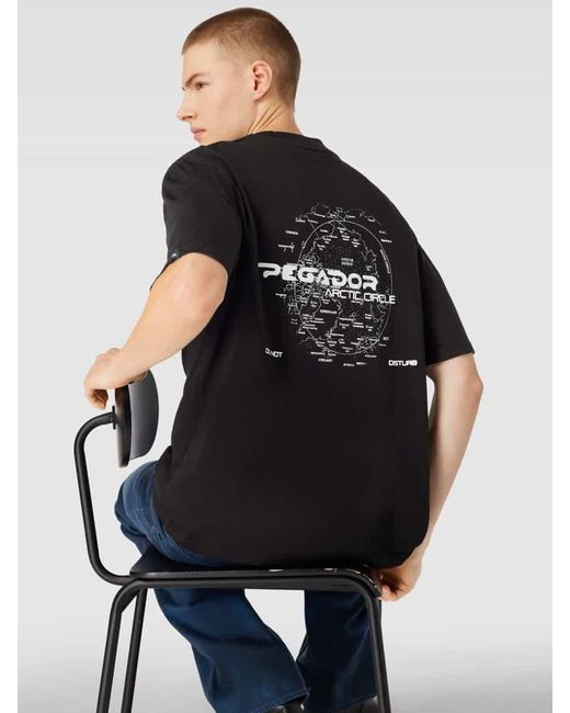 PEGADOR Oversized T-Shirt mit Label-Print Modell 'ABNA' in Black für Herren