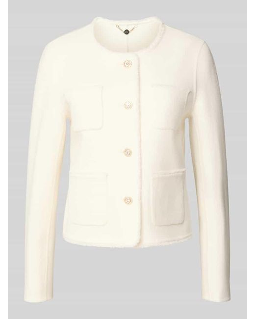 Marc Cain Natural Regular Fit Jacke aus reiner Baumwolle mit Rundhalsausschnitt