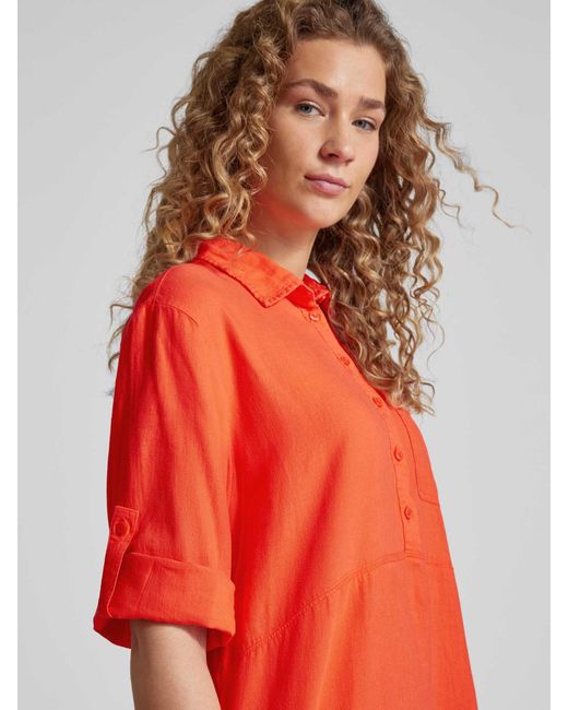 Freequent Orange Knielanges Hemdblusenkleid aus Viskose Modell 'Laluna'