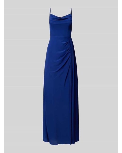 TROYDEN COLLECTION Blue Abendkleid Mit Seitlicher Raffung