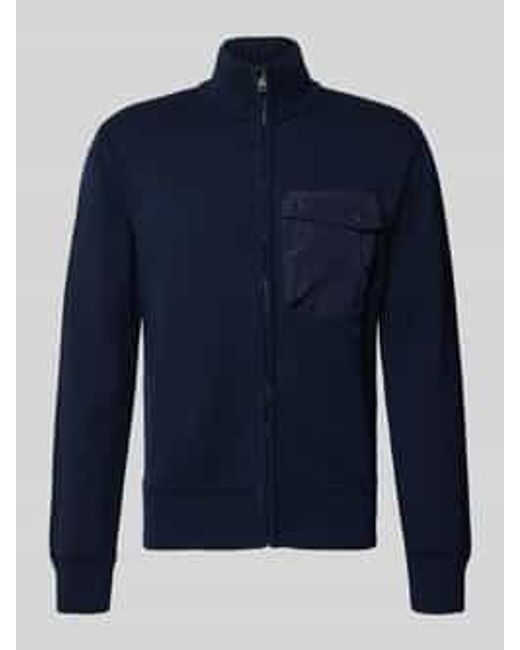 Napapijri Gebreid Jack Met Opstaande Kraag, Model 'Berti' in het Blue voor heren