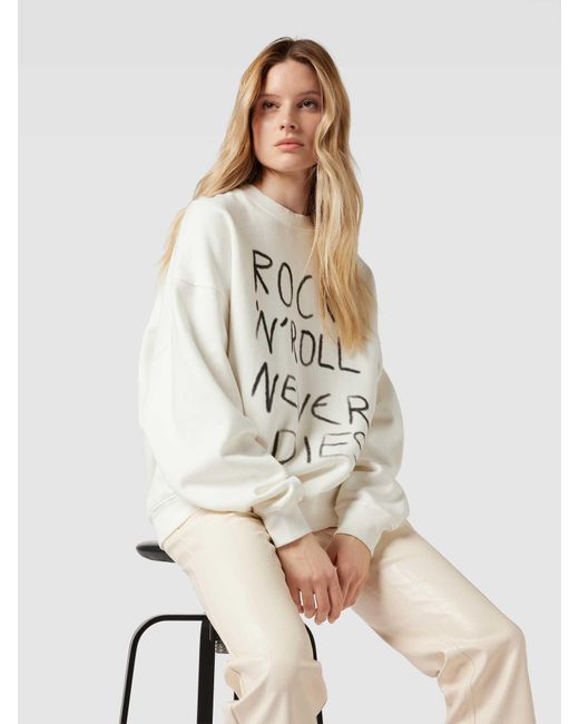 Anine Bing White Oversized Sweatshirt mit Motiv-Print