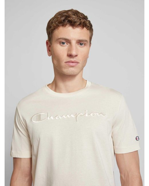 Champion T-Shirt mit Label-Stitching in Natural für Herren