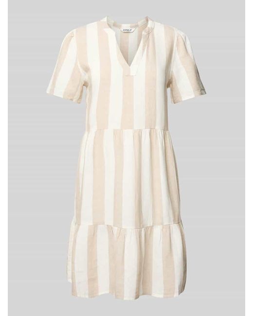 ONLY Natural Comfort Fit Freizeitkleid aus Viskose-Leinen-Mix Modell 'TIRI-CARO'
