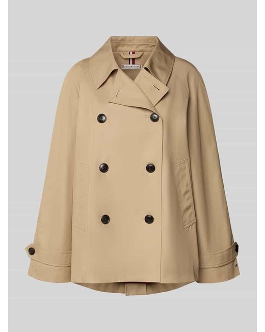 Tommy Hilfiger Natural Cropped Trenchcoat mit wasserabweisender Funktion