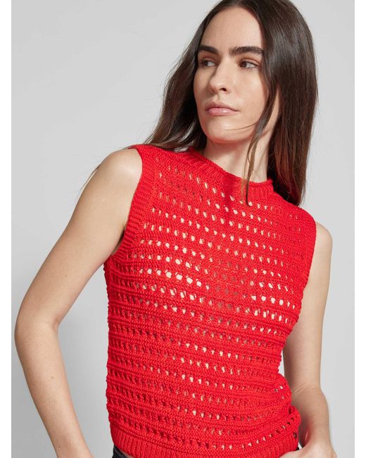 Marc Cain Tricottop Met Ajourpatroon in het Red
