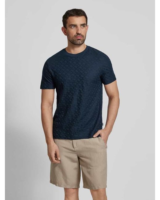 Boss T-Shirt mit Strukturmuster Modell 'Thompson' in Blue für Herren
