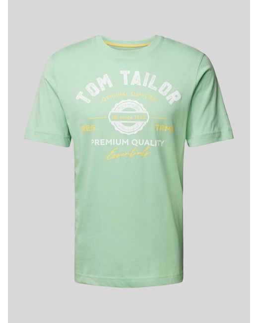 Tom Tailor T-Shirt mit Label-Print in Green für Herren