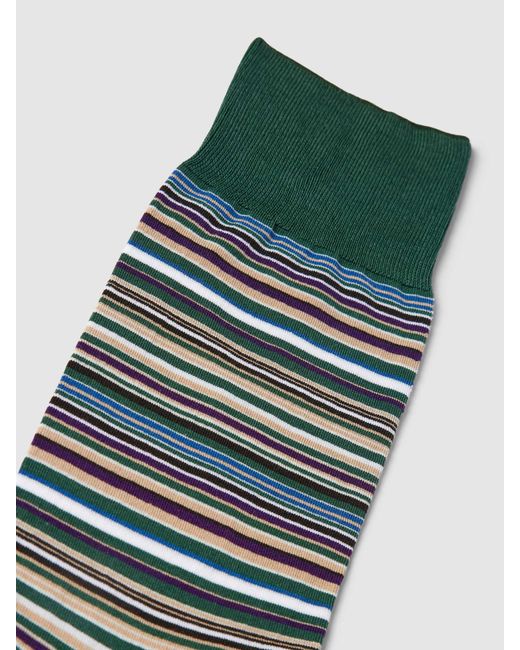 Falke Sokken Met Streepmotief, Model 'Microblock Sock' in het Green voor heren