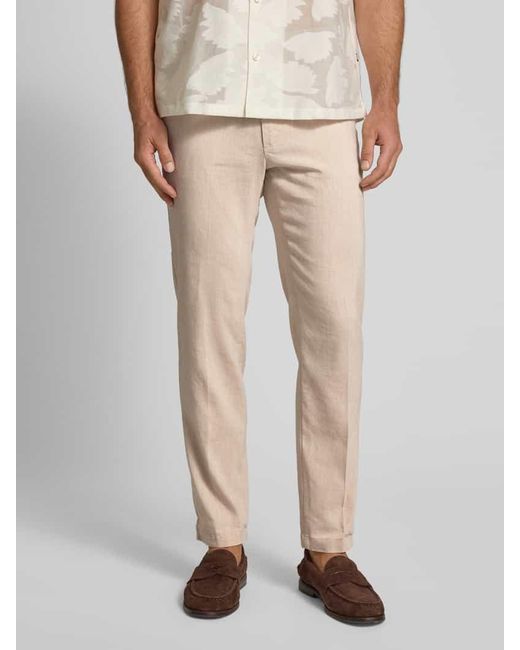Boss Regular Tapered Fit Leinenhose Mit Tunnelzug Modell 'Kane' in Natural für Herren