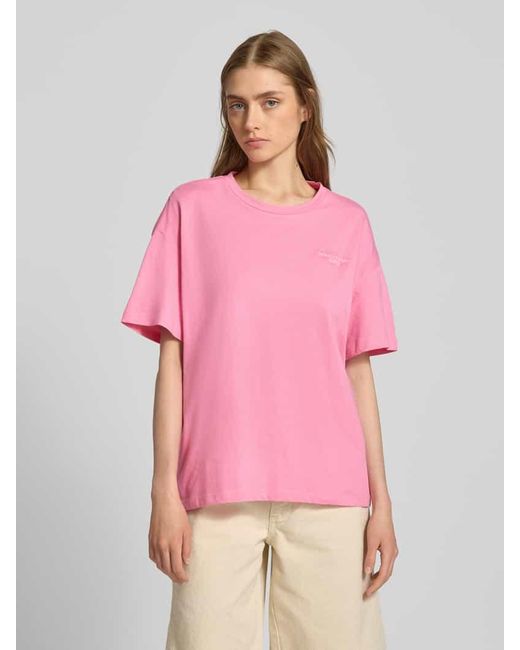 Marc O' Polo Pink T-Shirt mit Label-Stitching