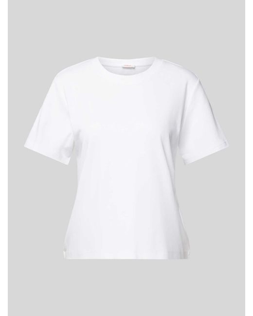 S.oliver White T-Shirt mit Seitenschlitzen