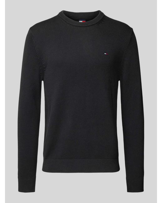Tommy Hilfiger Regular Fit Gebreide Pullover Van Zuiver Katoen in het Black voor heren