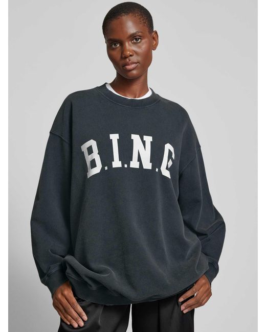 Anine Bing Blue Oversized Sweatshirt mit Label-Print