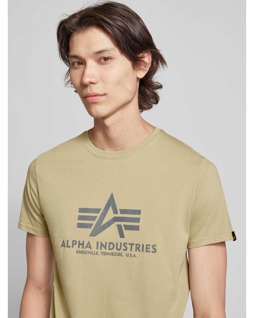 Alpha Industries T-shirt Met Labelprint in het Natural voor heren