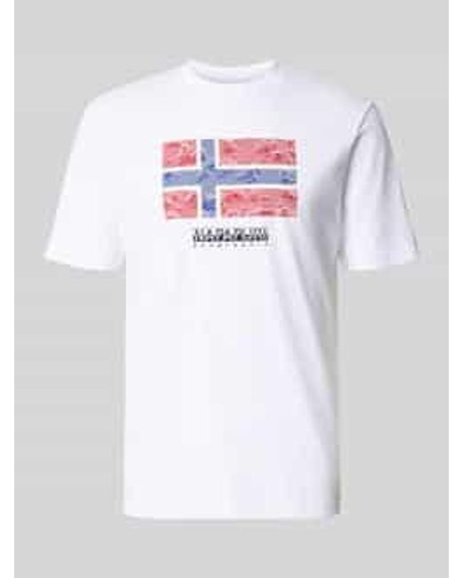 Napapijri T-Shirt Met Labelprint, Model 'Drapeau' in het White voor heren