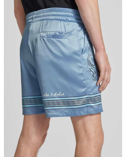 carlo colucci Regular Fit Shorts mit Motiv- und Label-Print in Blue für Herren