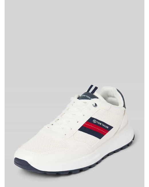 Tom Tailor Low Top Sneaker mit perforierter Oberfläche in White für Herren