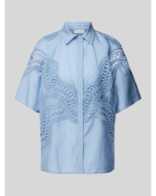 Copenhagen Muse Regular Fit Blouseshirt Met Broderie Anglaise in het Blue