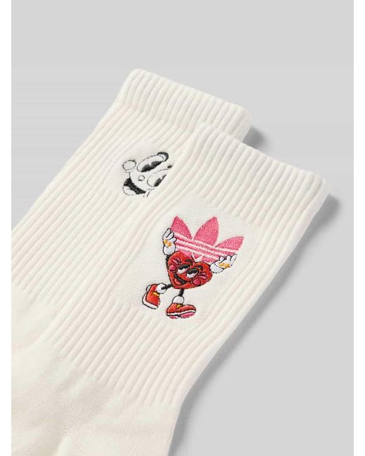 Adidas Originals White Socken im 2er-Pack mit Motiv-Stitching Modell 'NELSON'