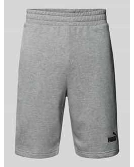 PUMA Regular Fit Sweatshorts Met Labelstitching, Model 'Ess No. 1' in het Gray voor heren