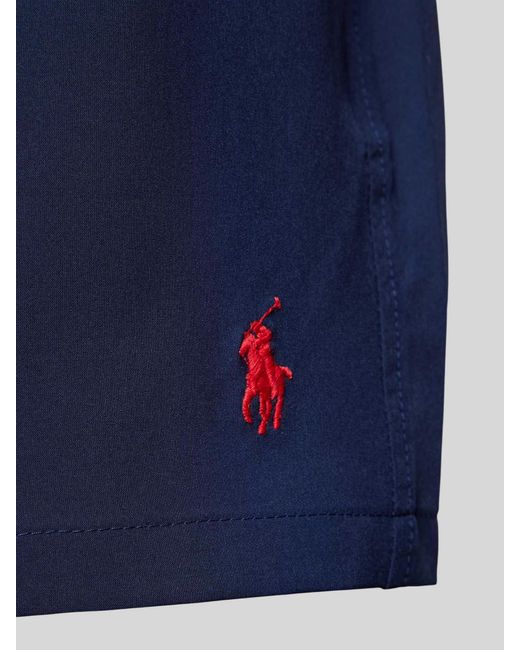 Polo Ralph Lauren Badehose mit Logo-Stitching Modell 'TRAVELER' in Blue für Herren