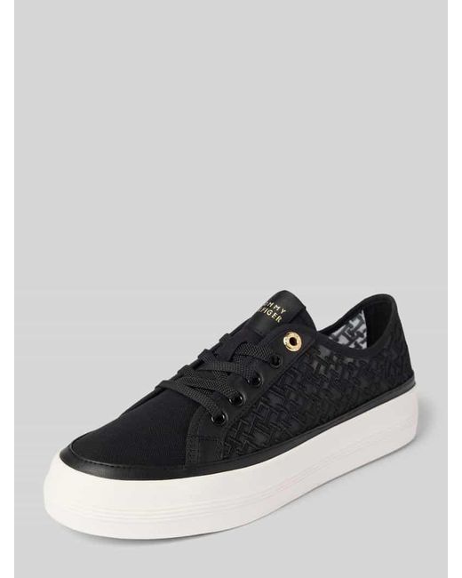 Tommy Hilfiger Black Low Top Sneaker in Mesh-Optik