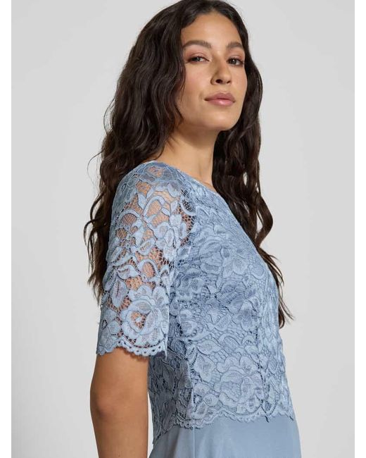 Vera Mont Blue Cocktailkleid mit U-Boot-Ausschnitt