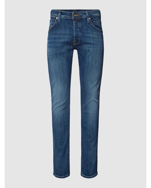 Jack & Jones Slim Fit Jeans mit Label-Patch Modell 'GLENN' in Blue für Herren