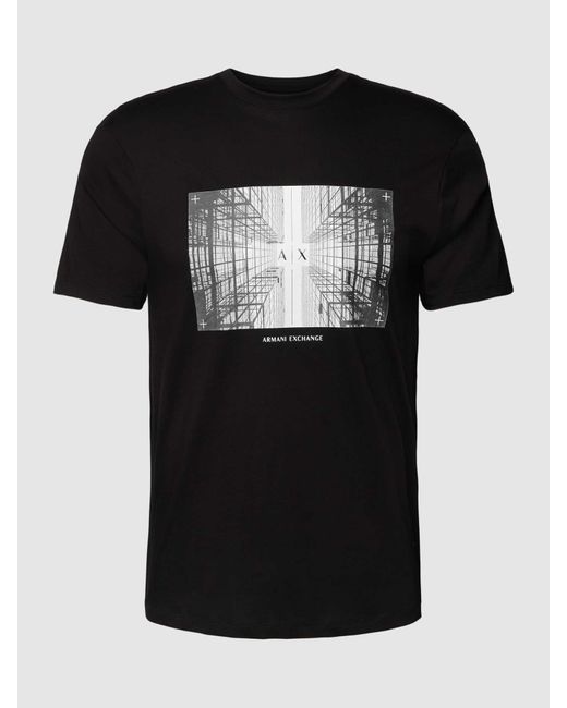 Armani Exchange T-shirt Met Label- En Motiefprint in het Black voor heren