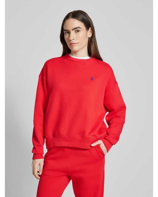 Polo Ralph Lauren Red Oversized Sweatshirt Mit Label-Stitching