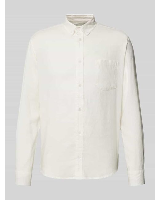 Thinking Mu Regular Fit Freizeithemd mit Brusttasche Modell 'WHITE HEMP ANT' für Herren