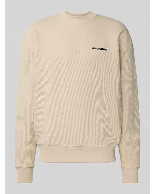 PEGADOR Oversized Sweatshirt mit Logo-Stitching und Rundhalsausschnitt in Natural für Herren
