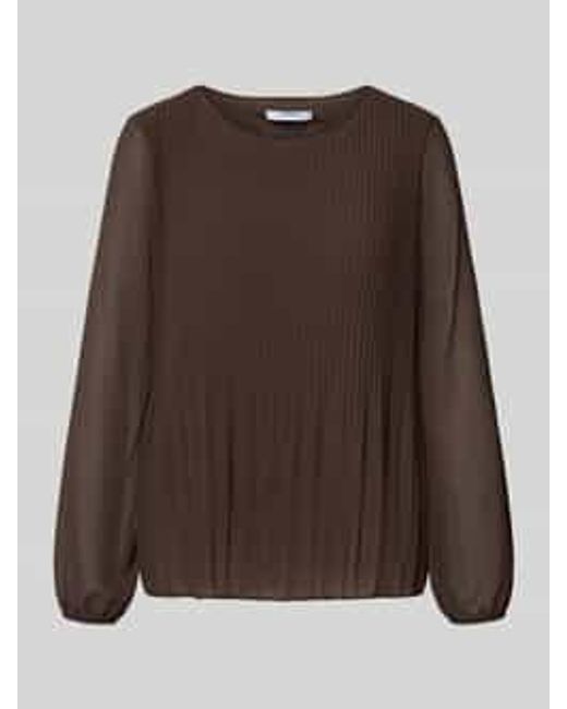 ZABAIONE Blouse Met Lange Mouwen Met Plissévouwen En Ronde Hals in het Brown