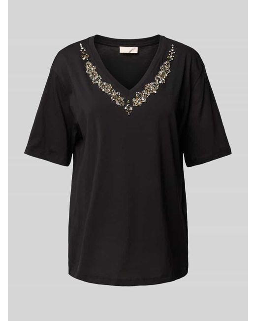Liu Jo Black T-Shirt mit Ziersteinbesatz