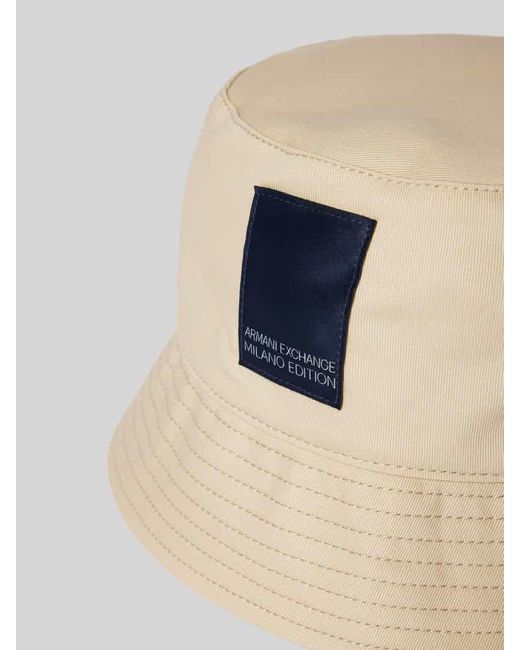 Armani Exchange Bucket Hat mit Label-Badge in Natural für Herren