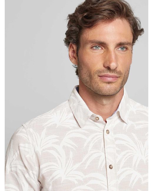 Tom Tailor Vrijetijdsoverhemd Met Bloemenmotief in het White voor heren