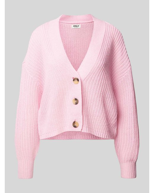 ONLY Regular Fit Gebreid Jack Met Knopen in het Pink