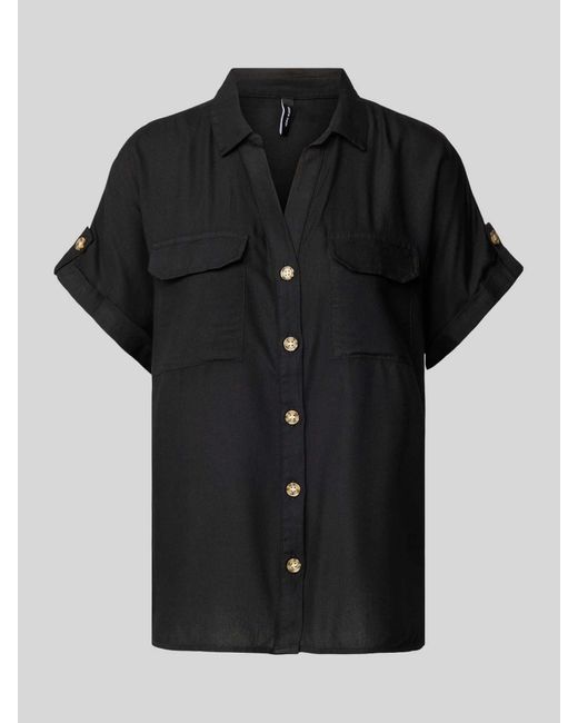 Vero Moda Overhemdblouse Met Knoopsluiting in het Black