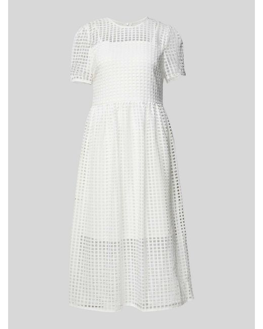 DKNY Midi-jurk Met Ronde Hals in het White