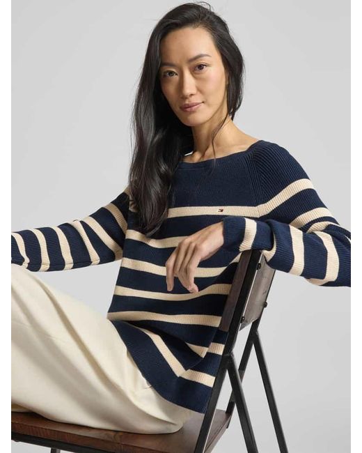 Tommy Hilfiger Blue Regular Fit Strickpullover aus reiner Baumwolle