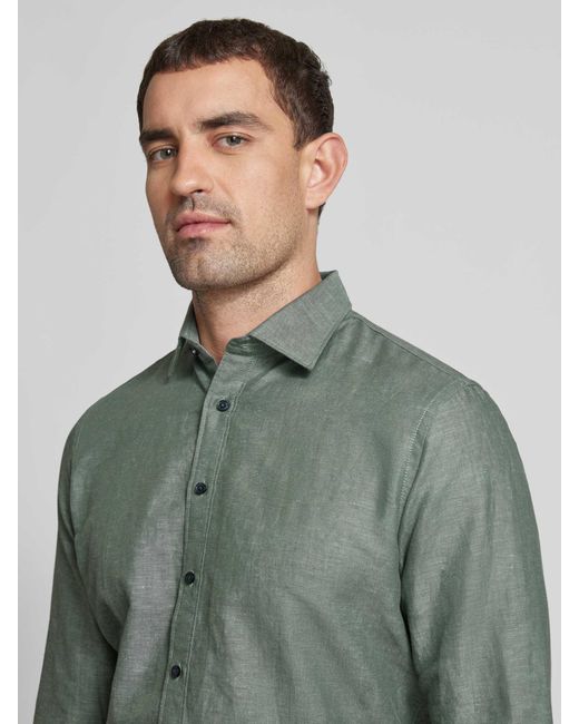 Jake*s Slim Fit Business-Hemd mit Kentkragen in Green für Herren
