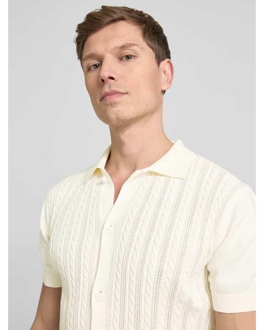 Lindbergh Relaxed Fit Freizeithemd mit Zopfmuster in Natural für Herren