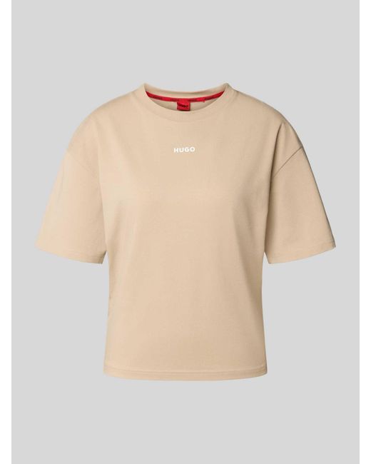 HUGO Pyjamabovendeel Met Logoprint En Ronde Hals in het Natural
